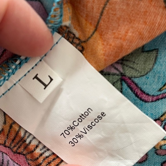 Eishopeer Men colorful floral short and buttons up shirt size large - Picture 7 of 7